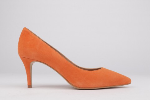 Orange suede stiletto ISABELA heel 7 cm.