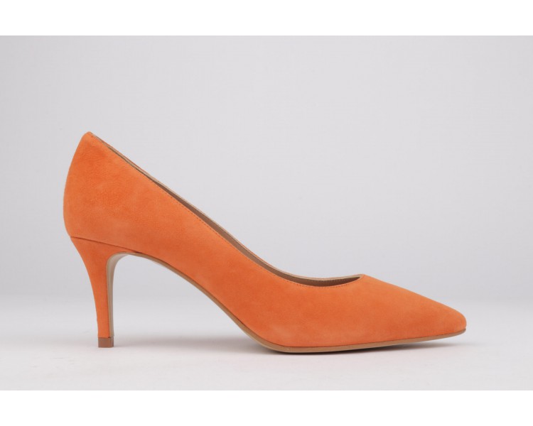 Orange suede stiletto ISABELA heel 7 cm.