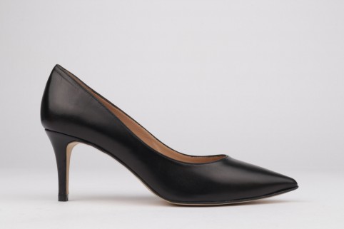 Mid heel pumps black leather ISABELA