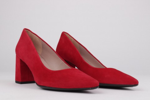 Red suede block heel shoes ALMA