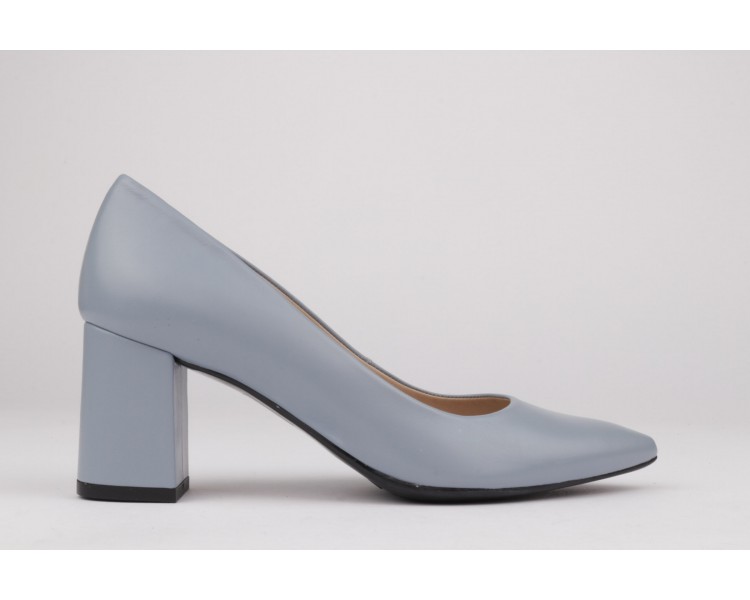 Block heel stilettos blue leather ALMA