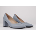 Block heel stilettos blue leather ALMA