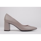 Gray leather wide heel shoes ALMA