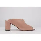 Mules LOLA with wide heel cut in natural suede