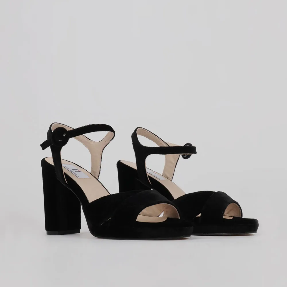 Dress sandals TERESA - Heel and platform sandals black velvet
