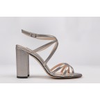 Silver sandal MONICA wide heel