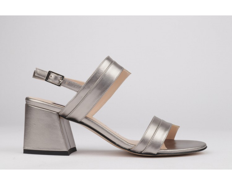 Silver sandals JIMENA wide heel