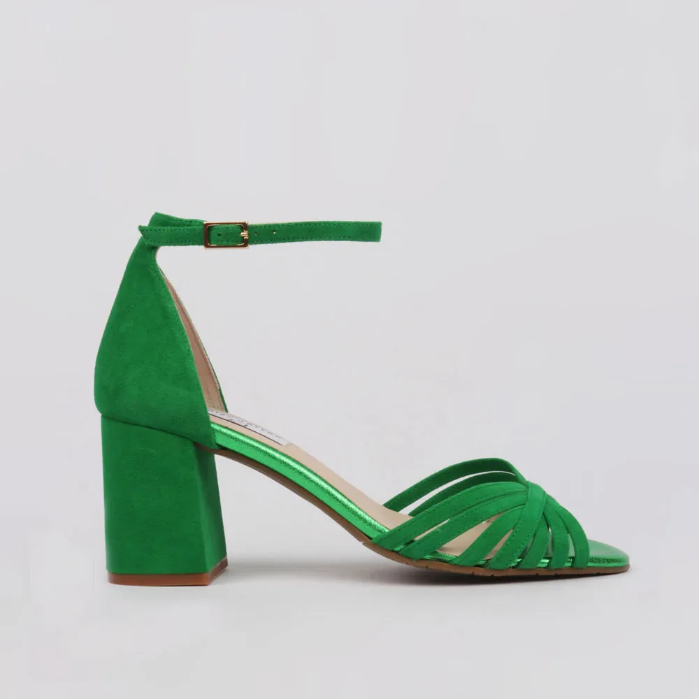 Green suede dress sandals BELEN | Woman sandal green color