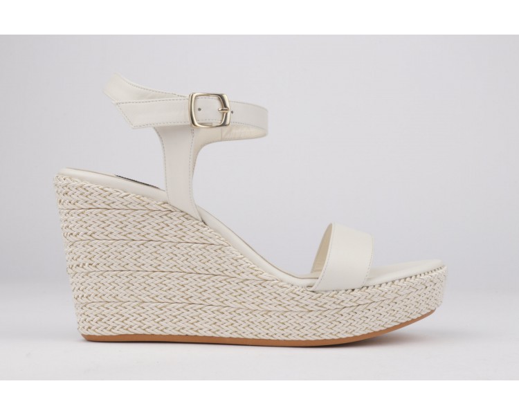 white leather wedges