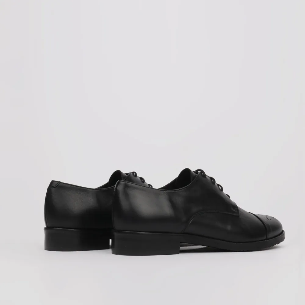 Derby lace-up shoes black leather - Luisa Toledo woman shoes