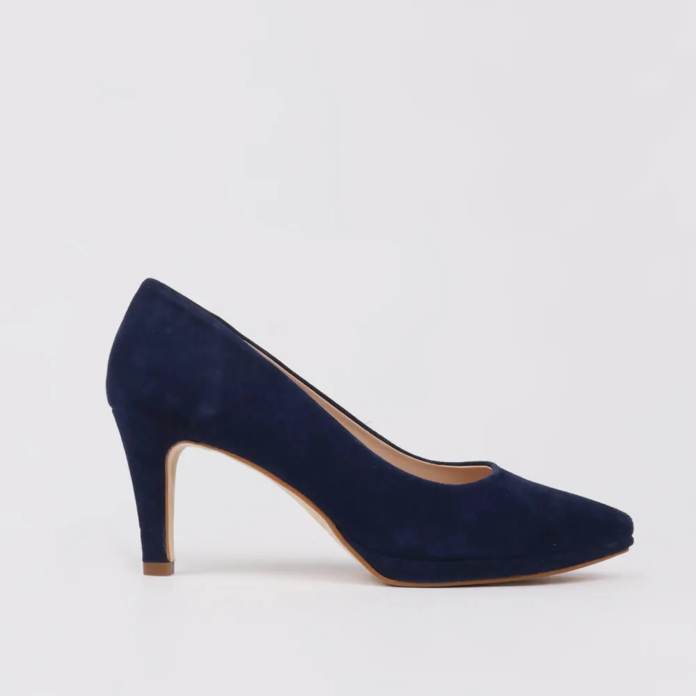 Dress shoes blue suede PAULA ▻ Blue shoes platform detail