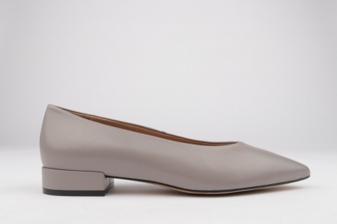 Gray leather thin toe low shoes NOELIA