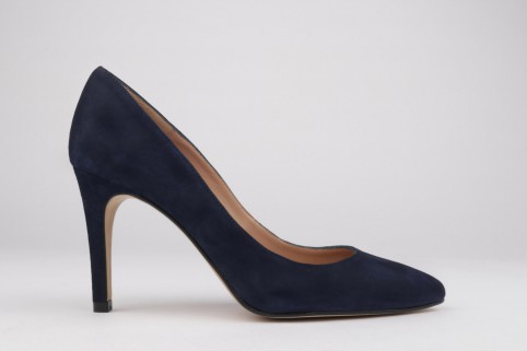 Stiletto suede navy blue heel 9 cm. CLARA