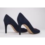 Stiletto suede navy blue heel 9 cm. CLARA