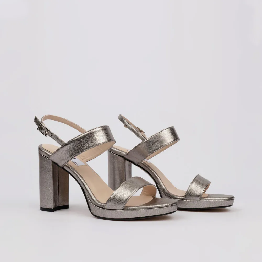 Silver sandals SABRINA - Dress platforn sandals silver leather