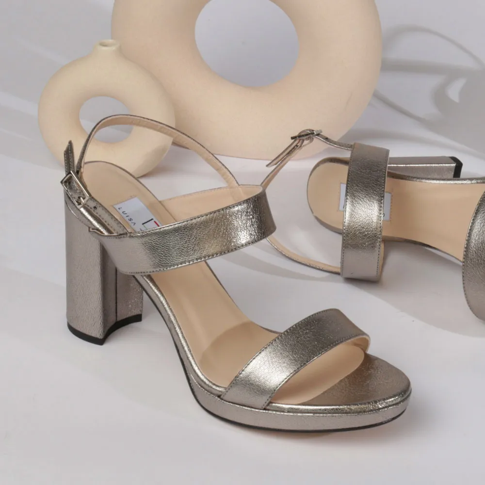 Silver sandals SABRINA - Dress platforn sandals silver leather