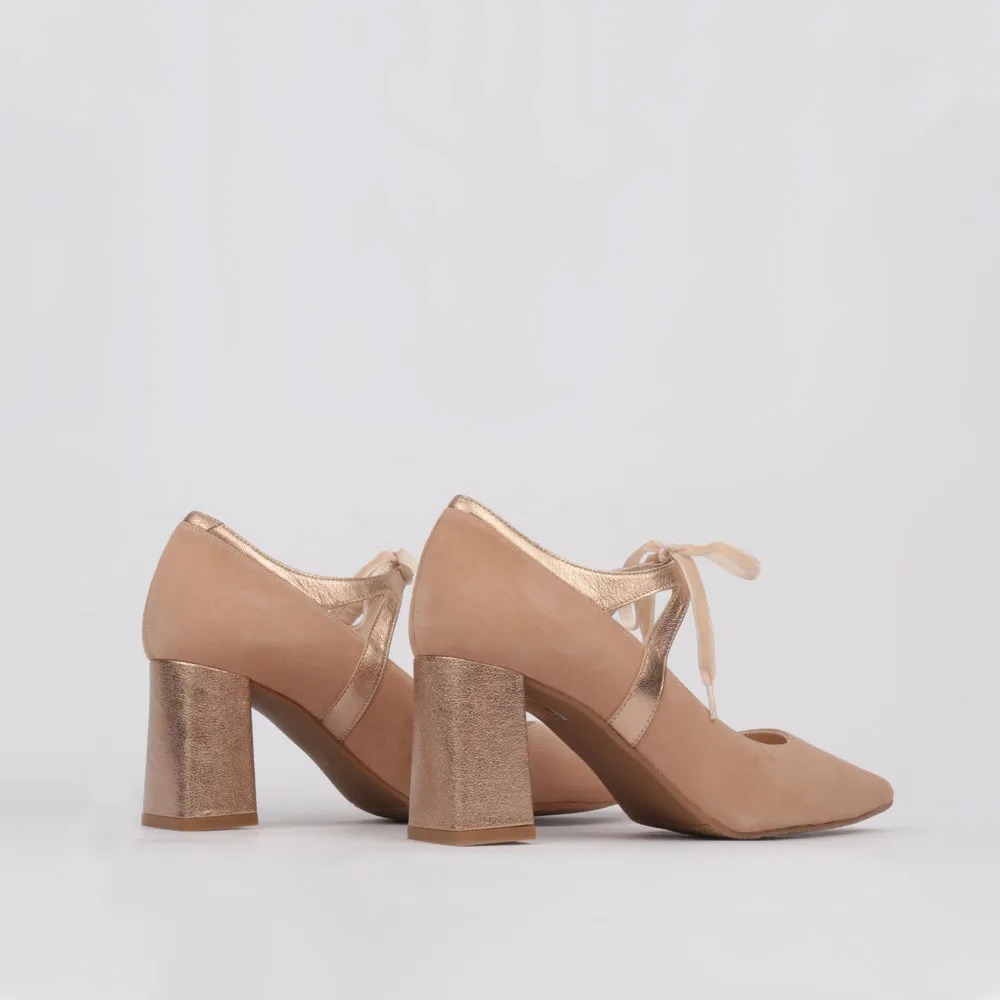 Nude shoes lace-up detail RANIA | Dress shoes comfortable heel