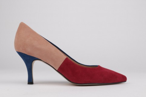 Stiletto combined blue, burgundy and nude CARMEN