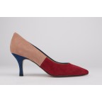 Stiletto combined blue, burgundy and nude CARMEN