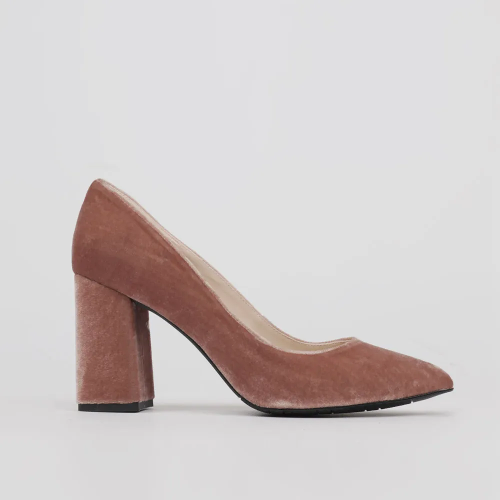 Pink velvet shoe – Comfortable stilettos - Velvet high heel pumps