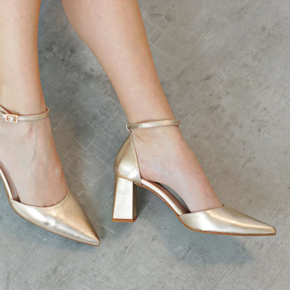 Golden shoes bracelet FELISA ▻ Dress shoes golden leather