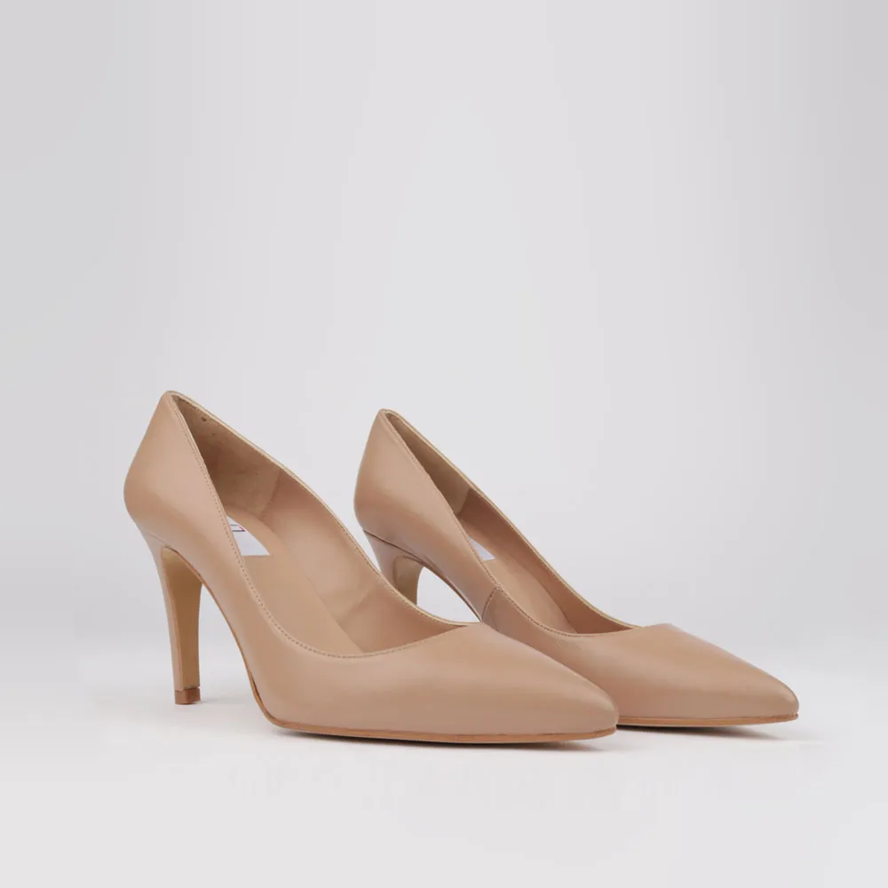 Heel shoes CLARA beige leather - NUDE SHOES