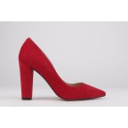 High block heel shoes red suede RITA