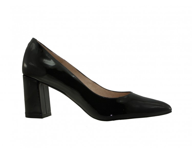 Block heel stilettos black patent leather ALMA