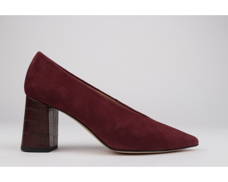 Stiletto wide heel VICTORIA burgundy suede