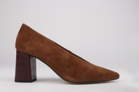 Stiletto wide heel VICTORIA black leather