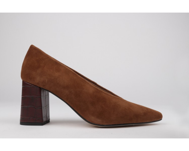 Stiletto wide heel VICTORIA black leather