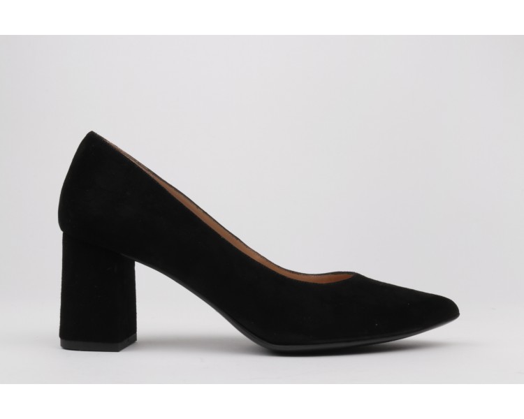 Block heels pumps black suede ALMA