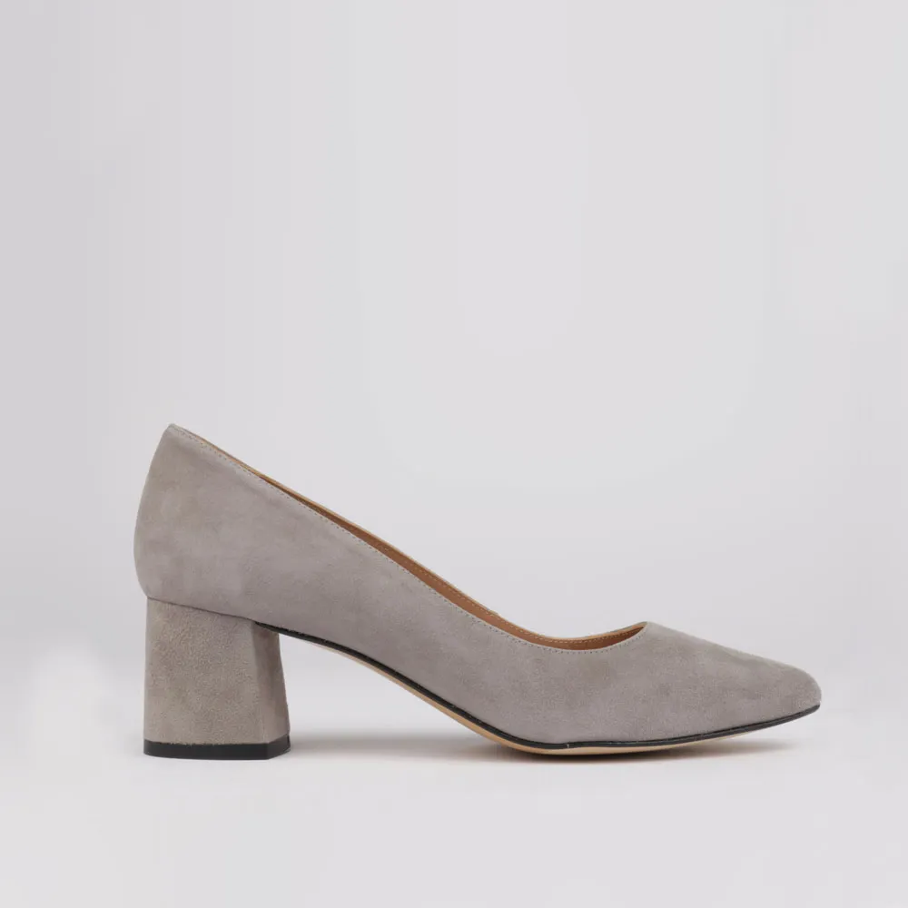 Gray suede shoes wide heel EVA