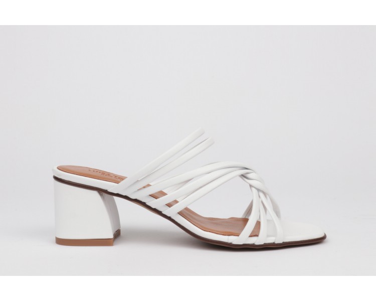 Heel white sandals strips detail VENUS