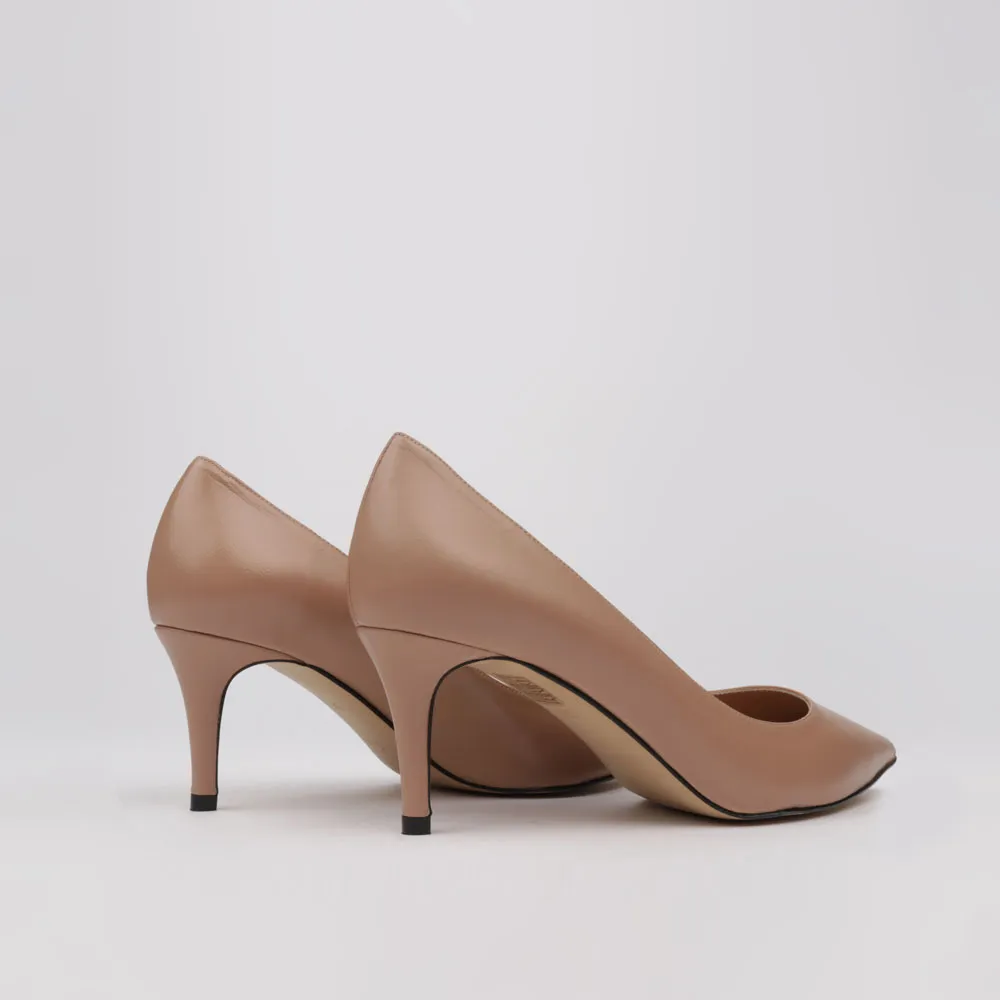 Mid heels beige leather ISABELA - NUDE SHOES