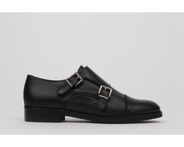 Black double monkstrap shoes AIDA
