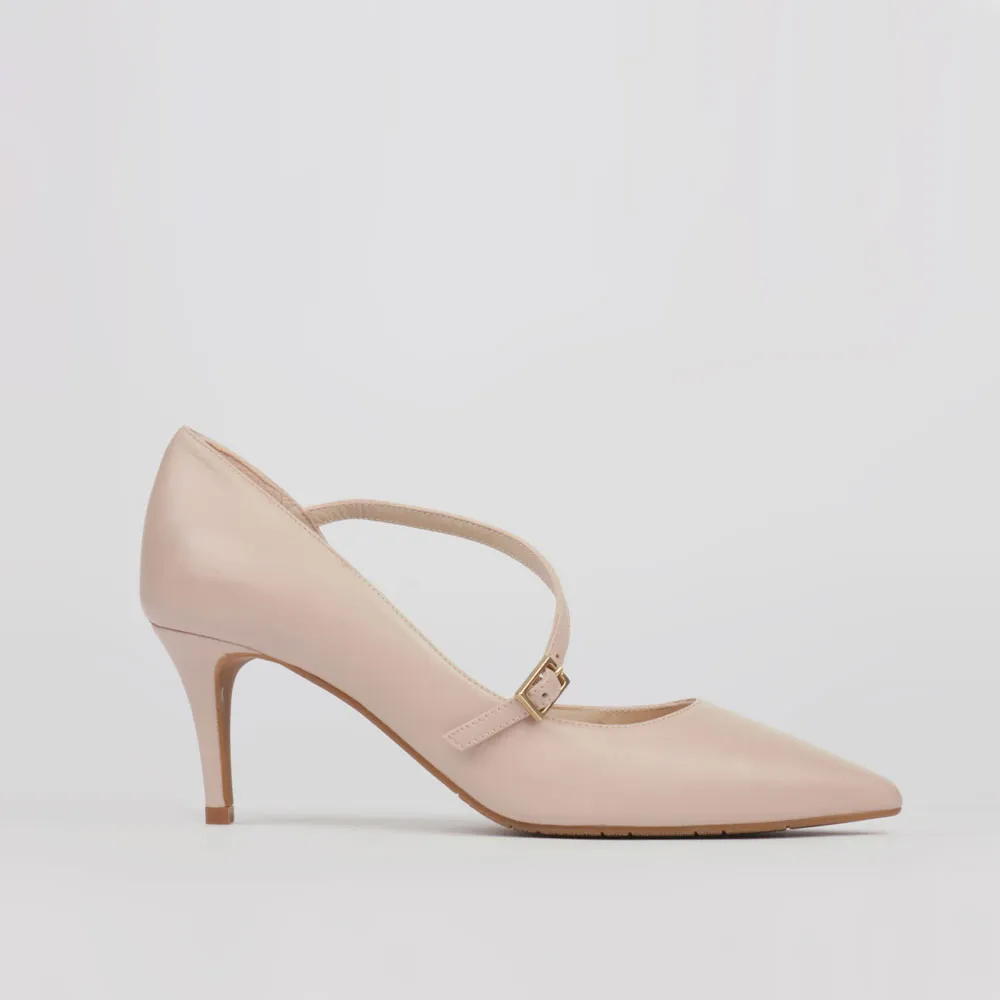 Stiletto nude leather - Nude shoes Luisa Toledo - Mid heel pumps