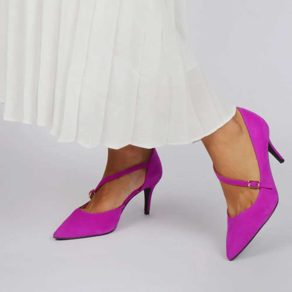 Stiletto bouganvillea suede - Mid heel pumps shoes Luisa Toledo