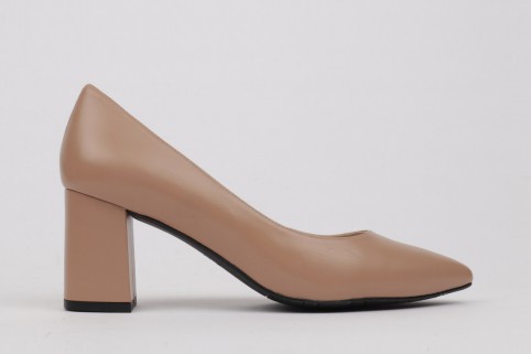 Wide heel stilettos camel leather ALMA