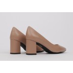 Wide heel stilettos camel leather ALMA