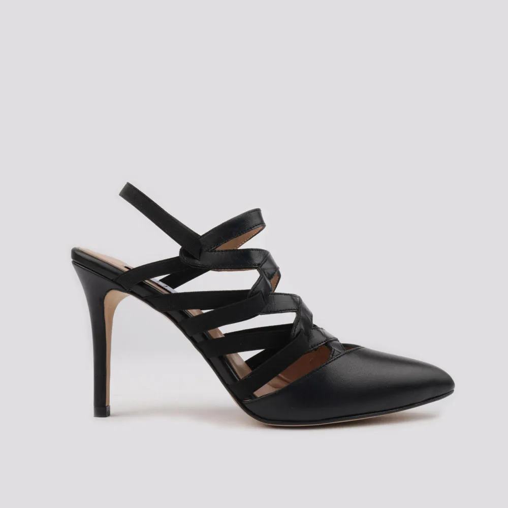 Black elastic detail high heel shoes CARLA