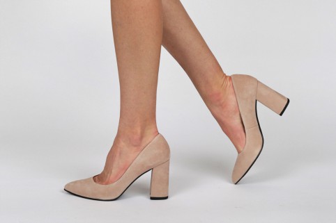 Wide heel shoes nude suede CAYETANA