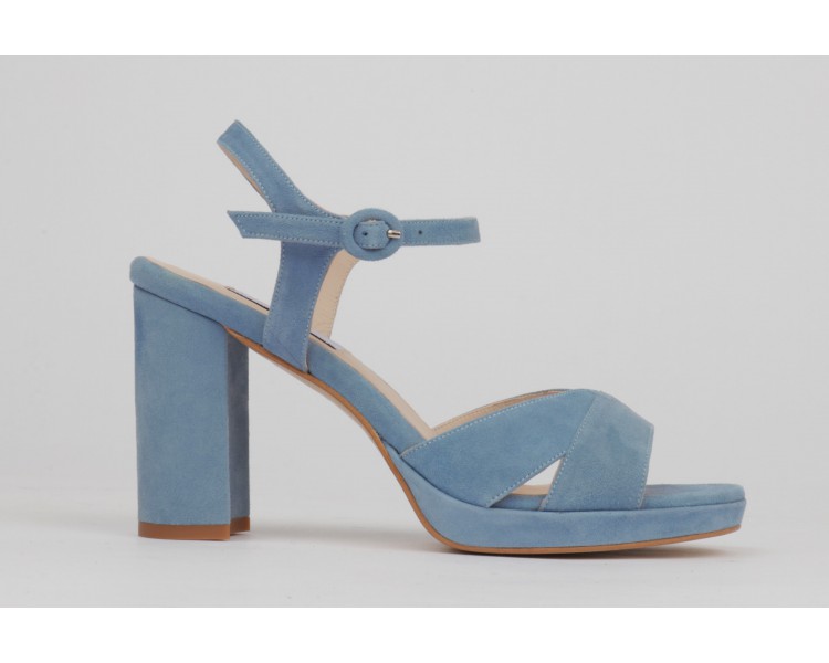 Platform sandals blue suede TERESA