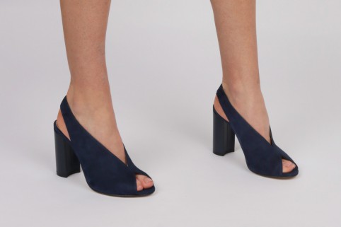 Wide heel sandals navy blue GLORIA