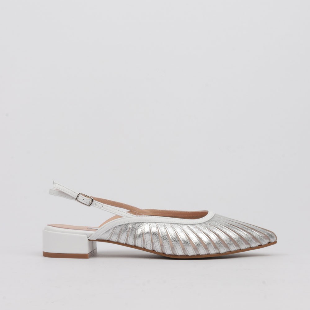 Silver leather slingback ROSA - LUISA TOLEDO woman shoes
