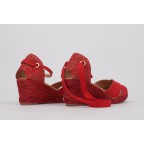 Esparto wedge sandals PENELOPE red canvas