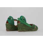 Esparto wedge sandals PENELOPE green canvas