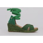 Esparto wedge sandals PENELOPE green canvas