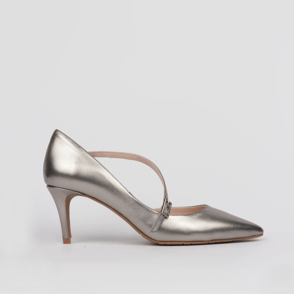 Stiletto dress silverleather - Mid heel pumps shoes Luisa Toledo