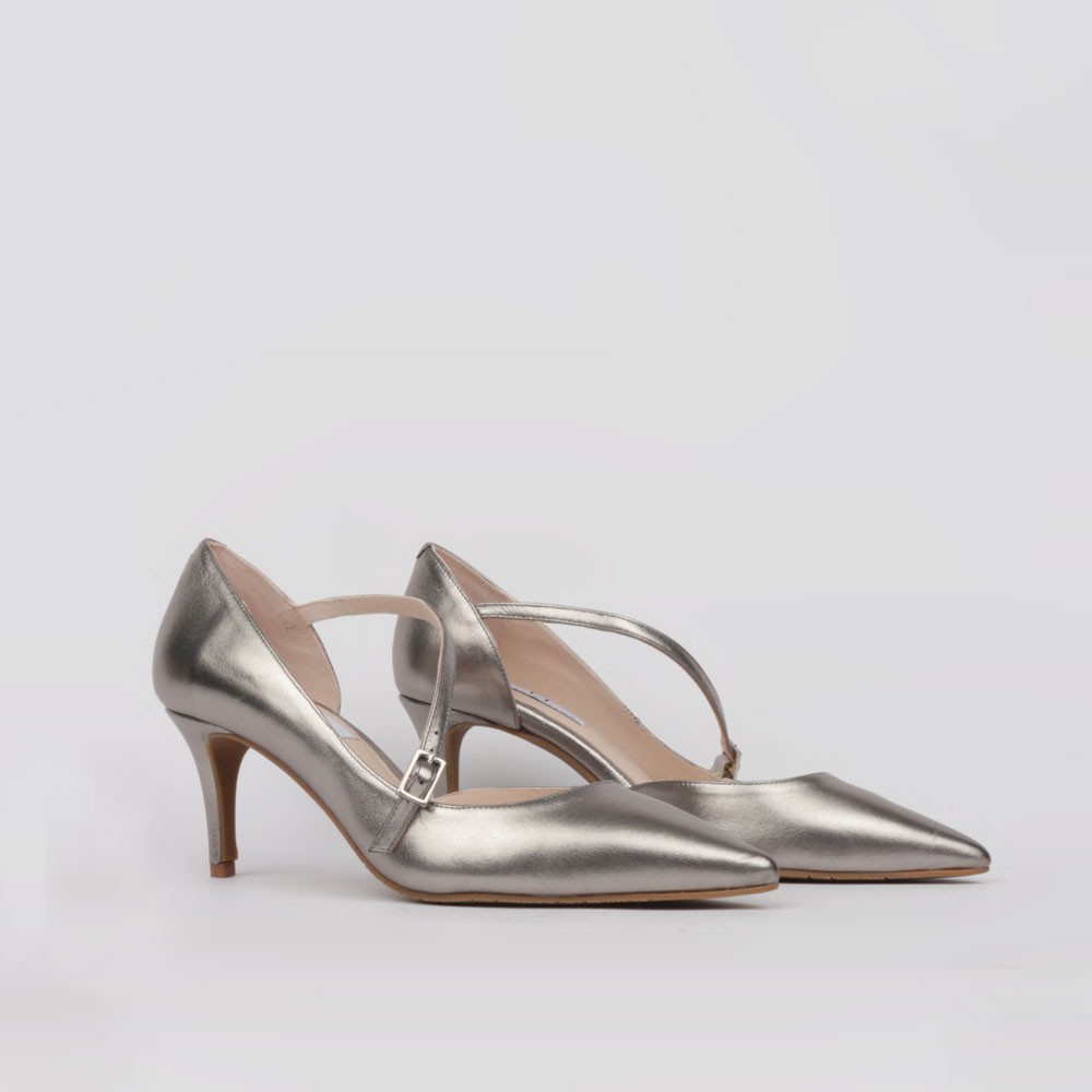 Stiletto dress silverleather - Mid heel pumps shoes Luisa Toledo